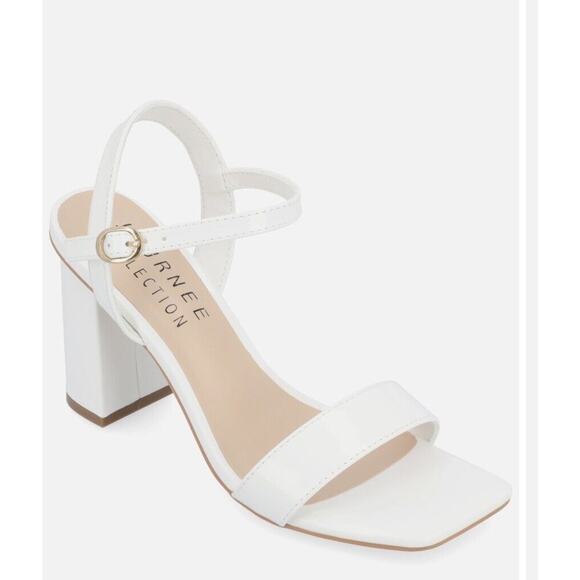 Journey Collection Tivona Sandals Creamy White Patent High Heels Shoes US Size 8 - Picture 1 of 11